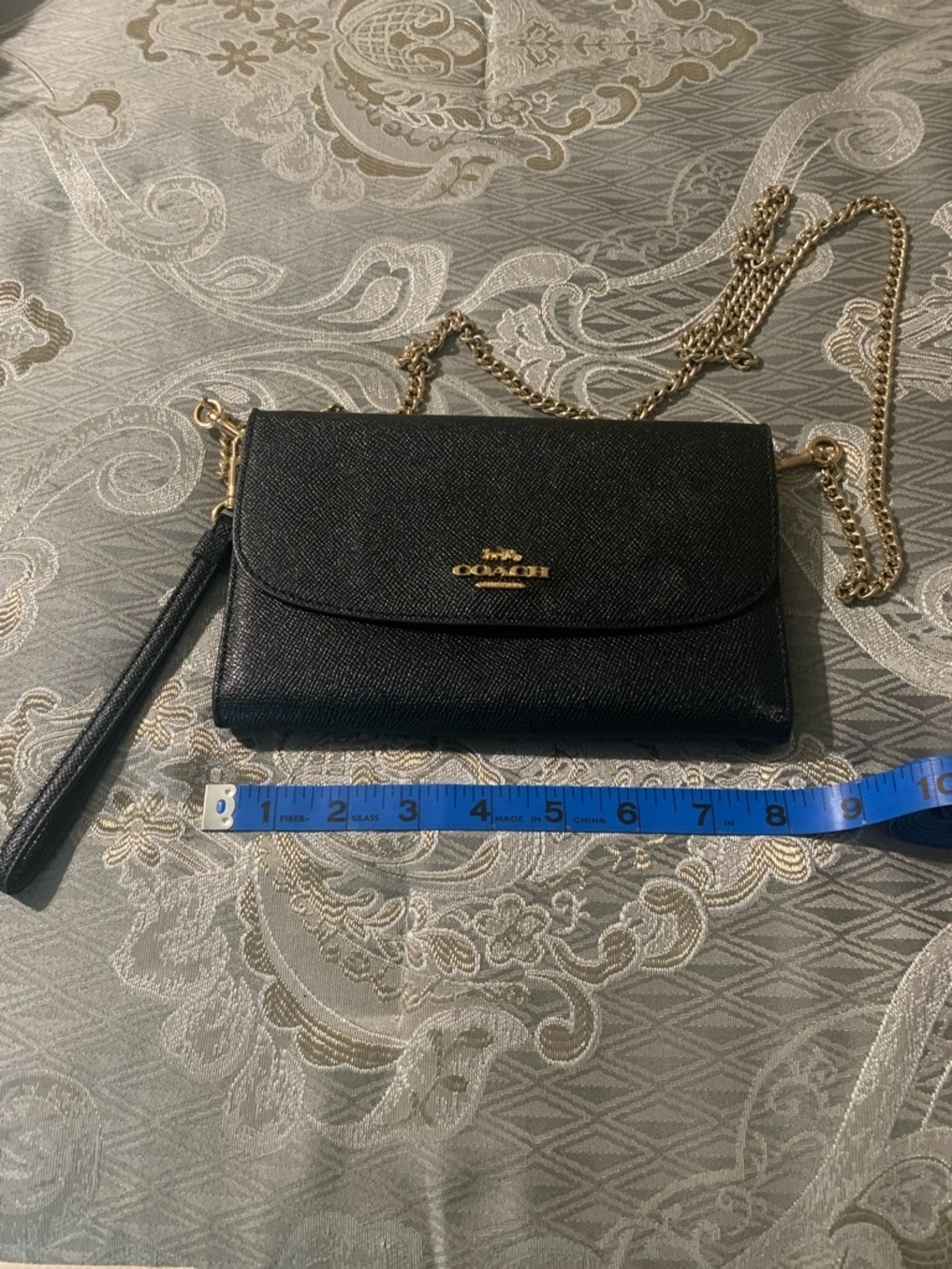 Coach Black Leather Wristlet/Crossbody with Gold Logo - Picture 7 of 7